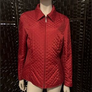 Talbots red coral light puffer, full zip jacket 16 petites